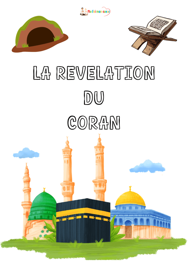 L'histoire sur la révélation du coran avec ses pages à colorier