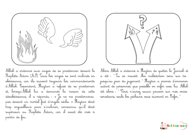 L'histoire du prophète Adam avec ses pages à colorier